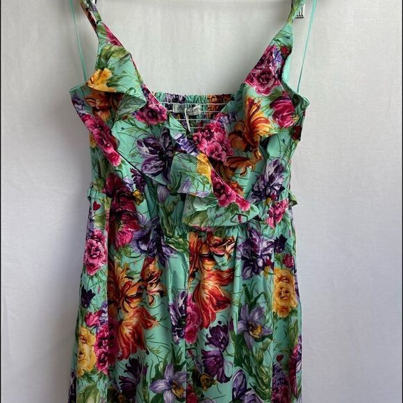 Mint Floral Jumpsuit - Picture 2 of 10